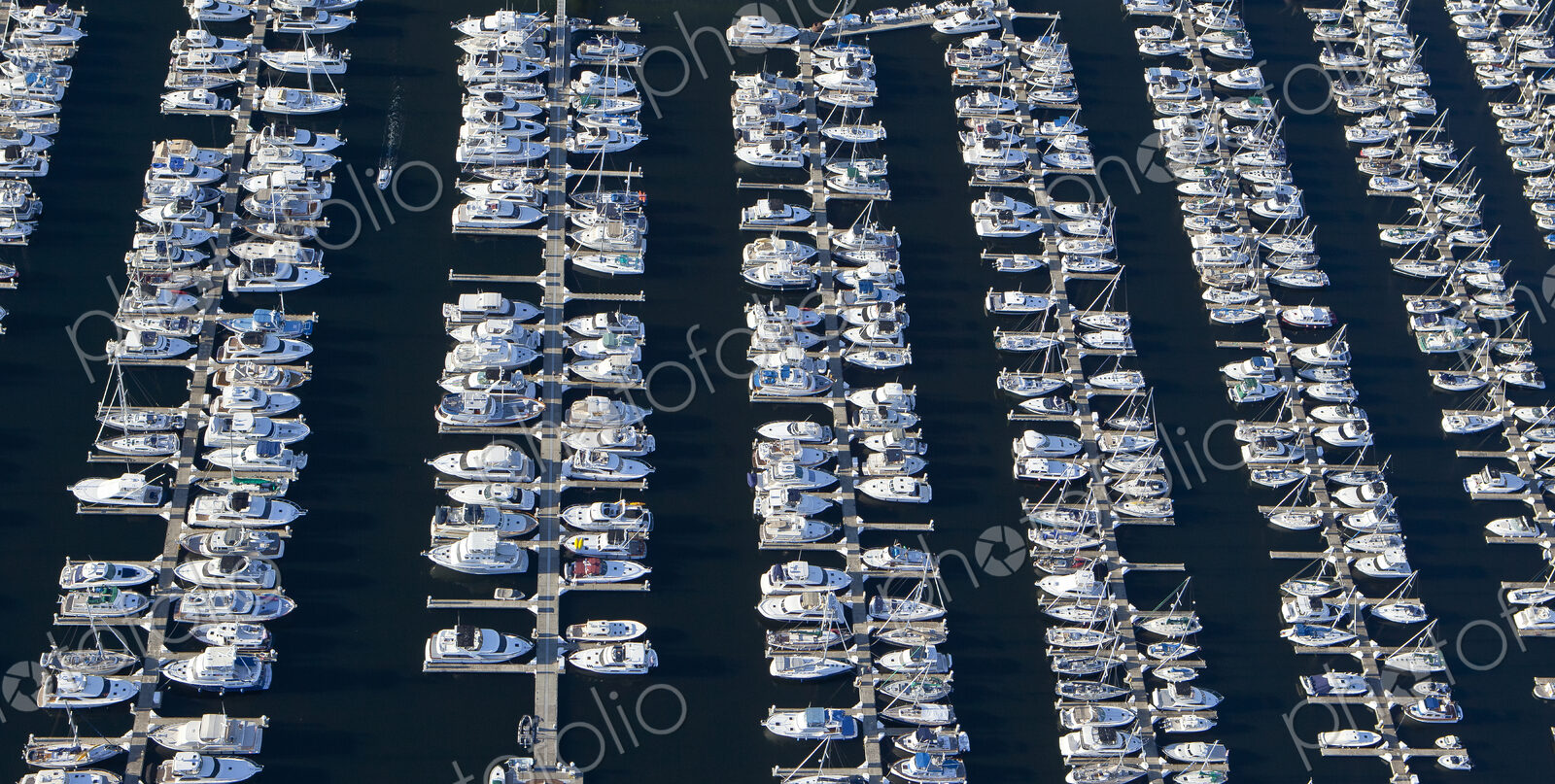Aerial View of Yachts in a Marina