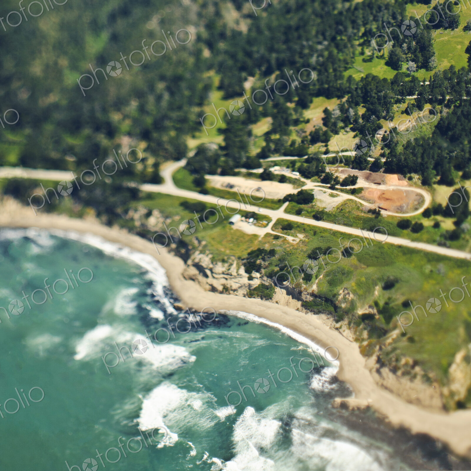 Aerial View of a Coastal Road
