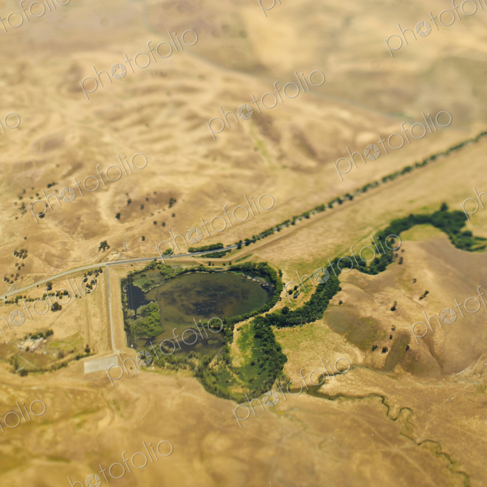 Aerial View of a Lake in a Rural Setting