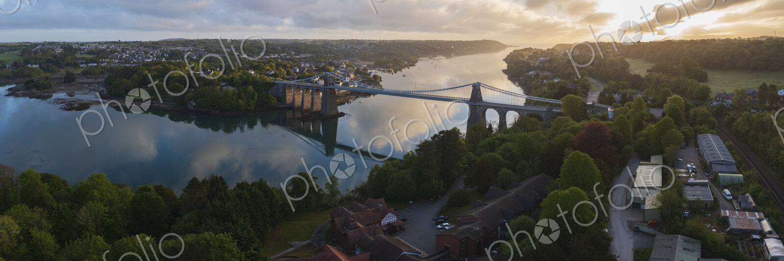Aerial View of the Menai Strait Bridge