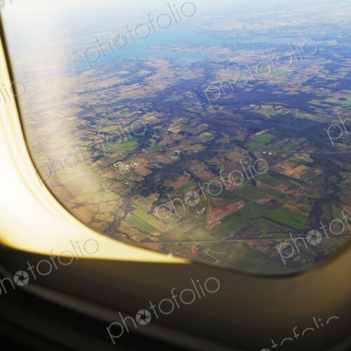 Aerial of Farmland Through Airplane Window Aerial of Farmland Through Airplane Window