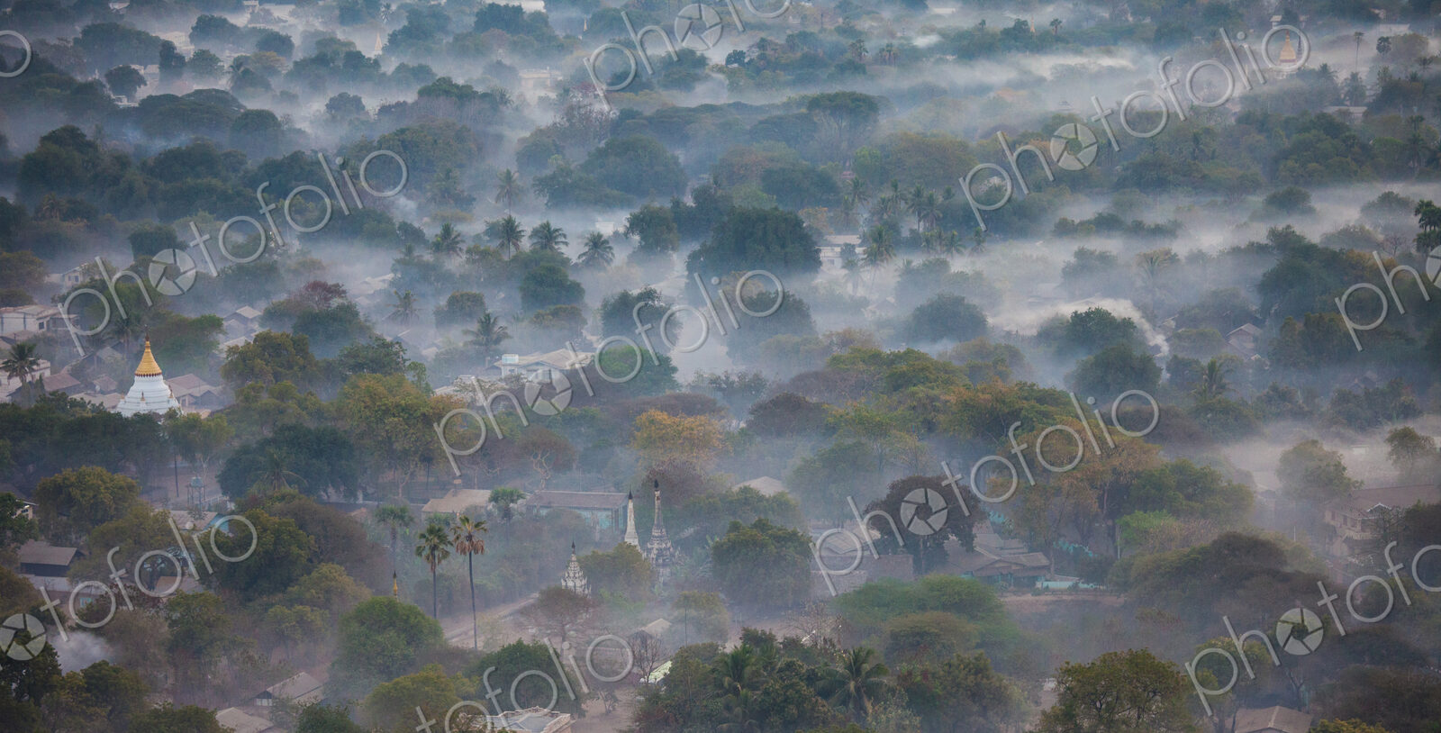 Aerial view of Bagan, the plain of pagodas in Myanmar