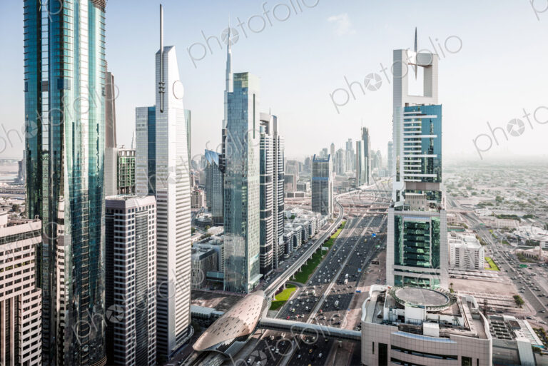 Aerial view of Dubai cityscape, United Arab Emirates