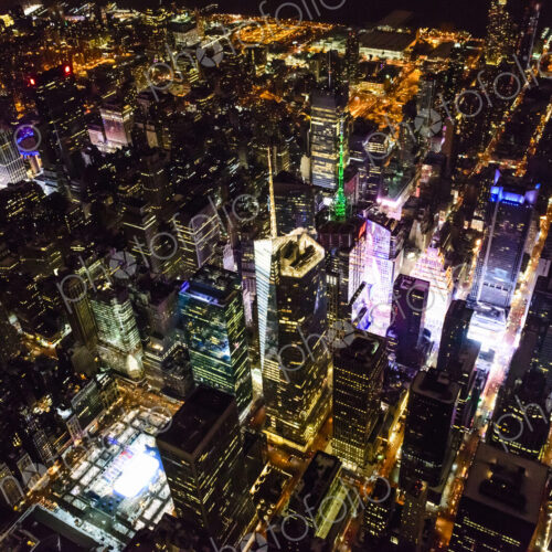 Aerial view of Manhattan cityscape at night, New York, United States Aerial view of Manhattan cityscape at night, New York, United States