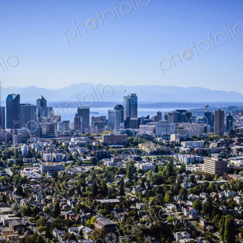 Aerial view of Seattle cityscape, Washington, United States Aerial view of Seattle cityscape, Washington, United States