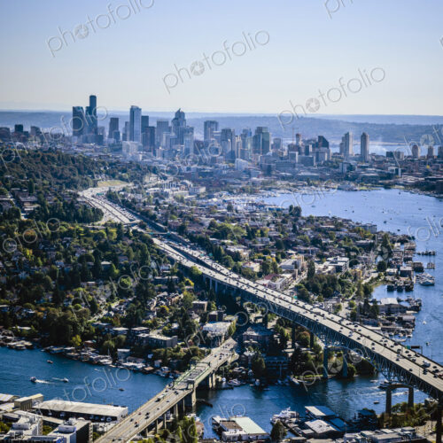 Aerial view of Seattle cityscape, Washington, United States Aerial view of Seattle cityscape, Washington, United States