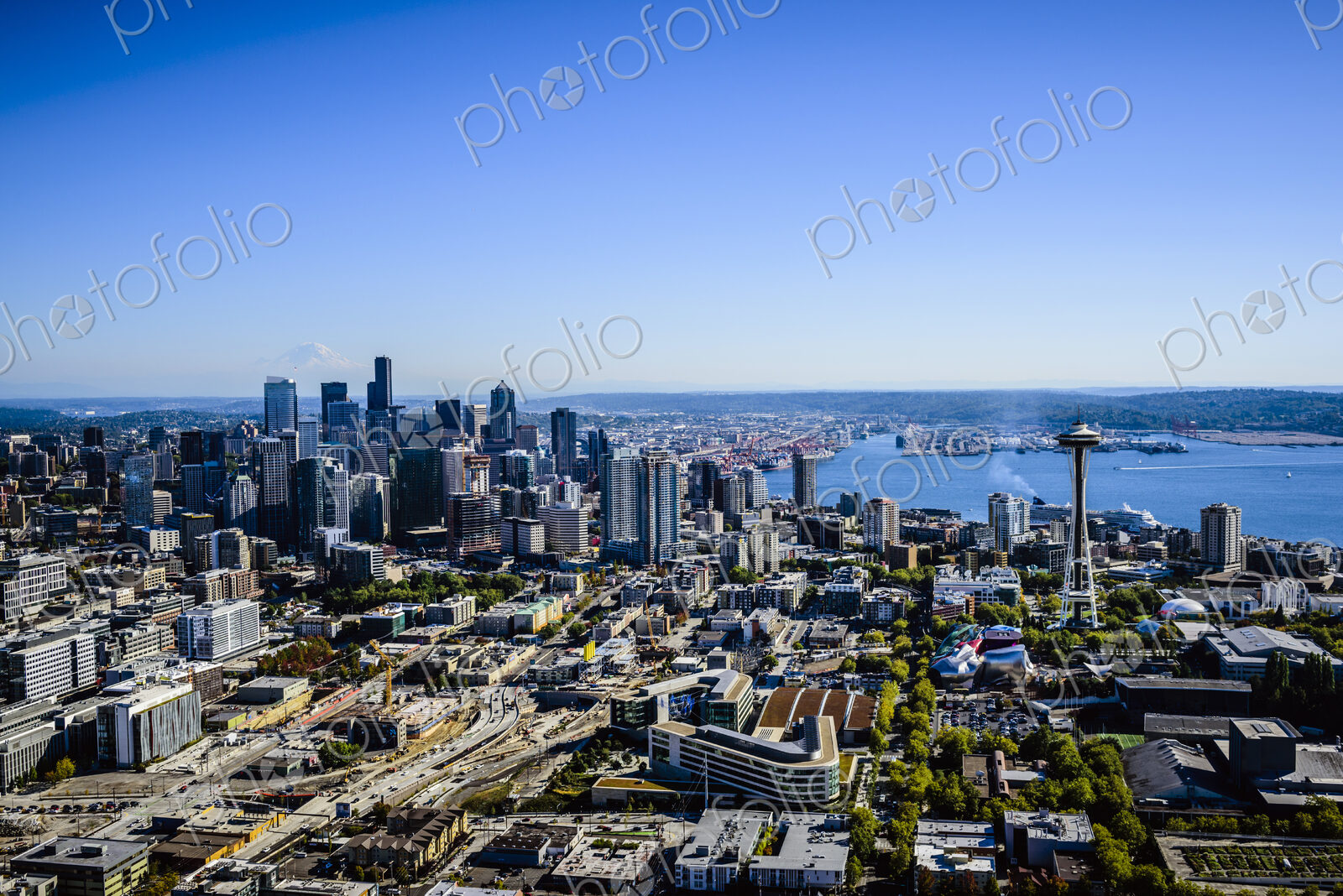 Aerial view of Seattle cityscape, Washington, United States