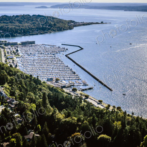 Aerial view of Seattle marina, Washington, United States