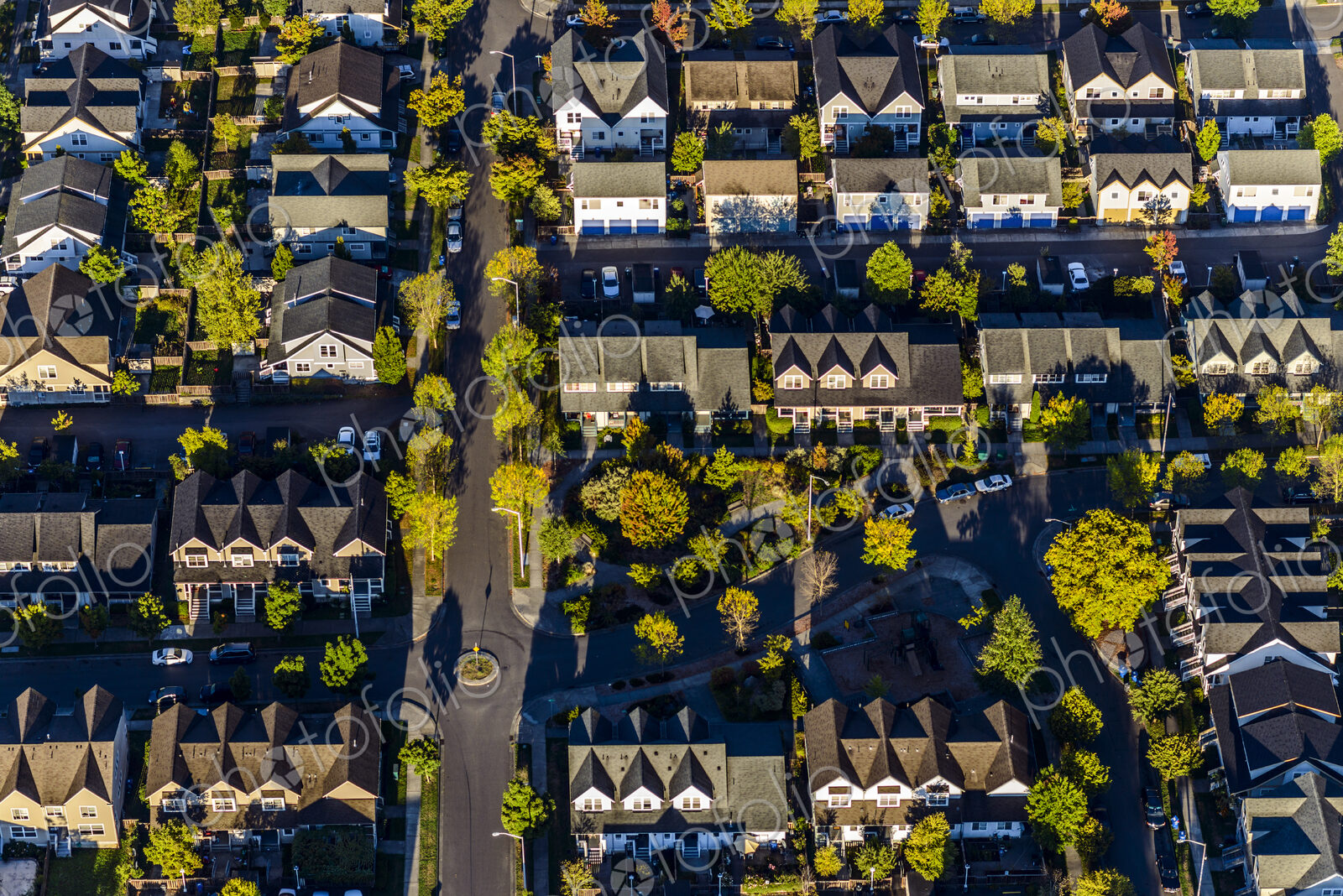 Aerial view of Seattle neighborhood, Washington, United States