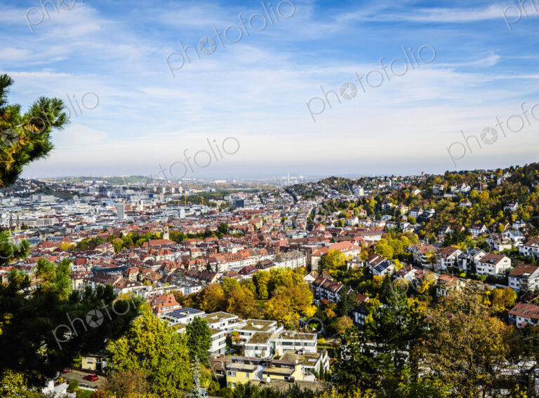Aerial view of Stuttgart cityscape, Baden Wurttemberg, Germany