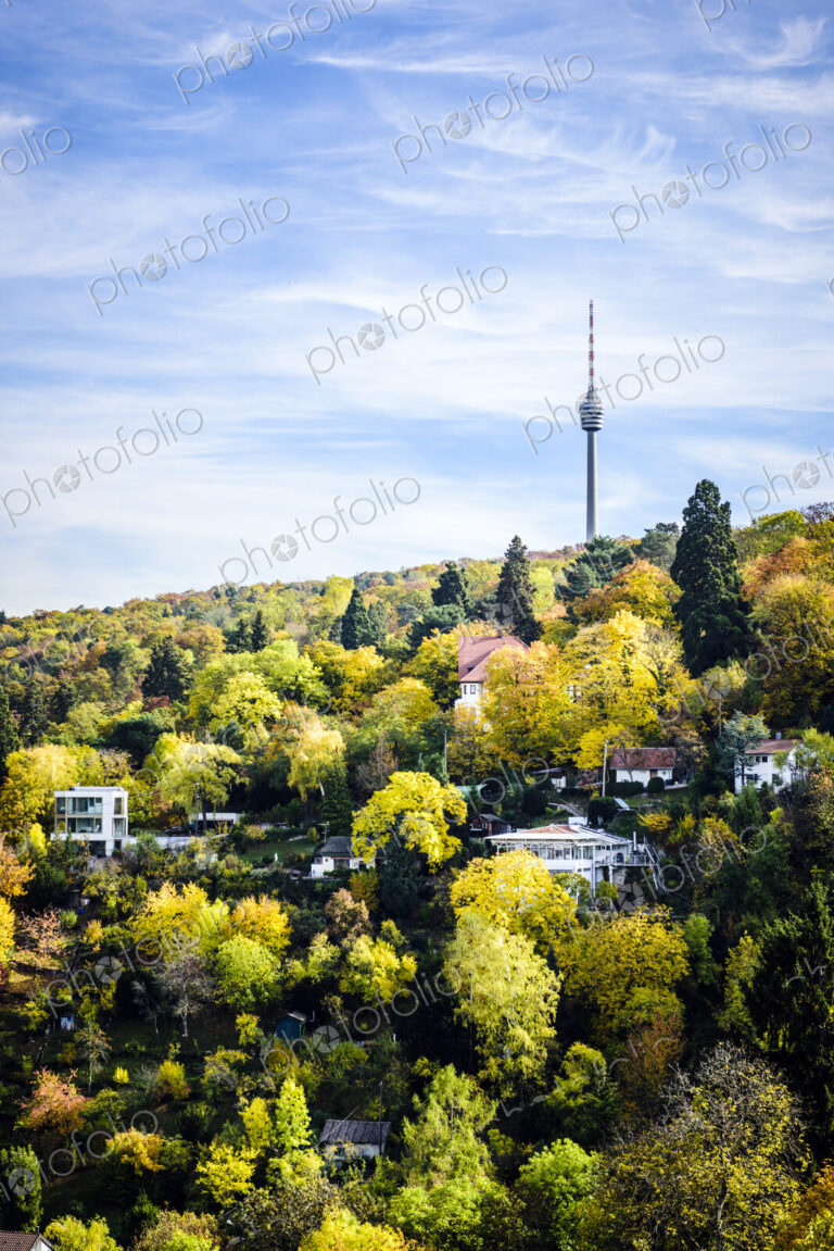 Aerial view of Stuttgart hillside, Baden Wurttemberg, Germany