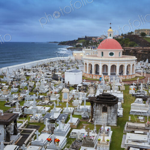Aerial view of cemetery in San Juan, Puerto Rico