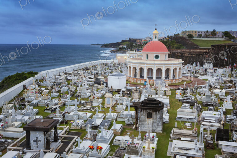 Aerial view of cemetery in San Juan, Puerto Rico