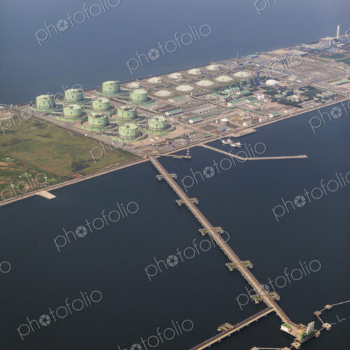 Aerial view of commercial dock, Busan, South Korea Aerial view of commercial dock, Busan, South Korea