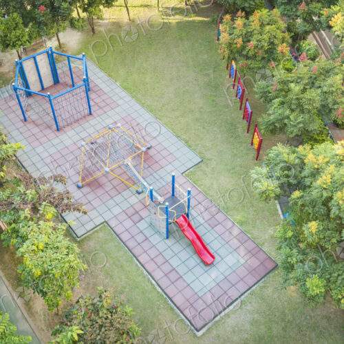 Aerial view of empty playground Aerial view of empty playground