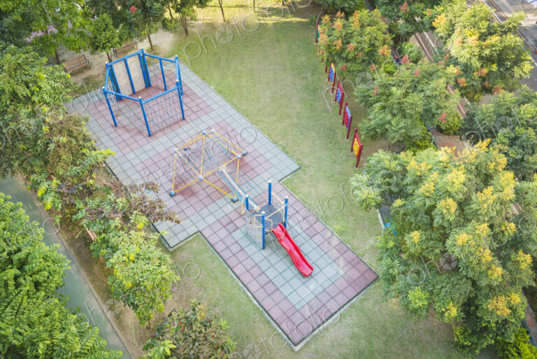 Aerial view of empty playground