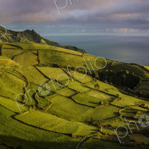 Aerial view of rural fields in coastal landscape Aerial view of rural fields in coastal landscape