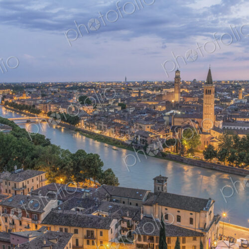 Aerial view of the Verona cityscape at sunset, Italy. Aerial view of the Verona cityscape at sunset, Italy.