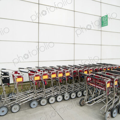 Airport luggage trolleys or carts