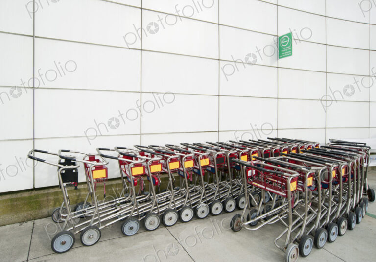 Airport luggage trolleys or carts