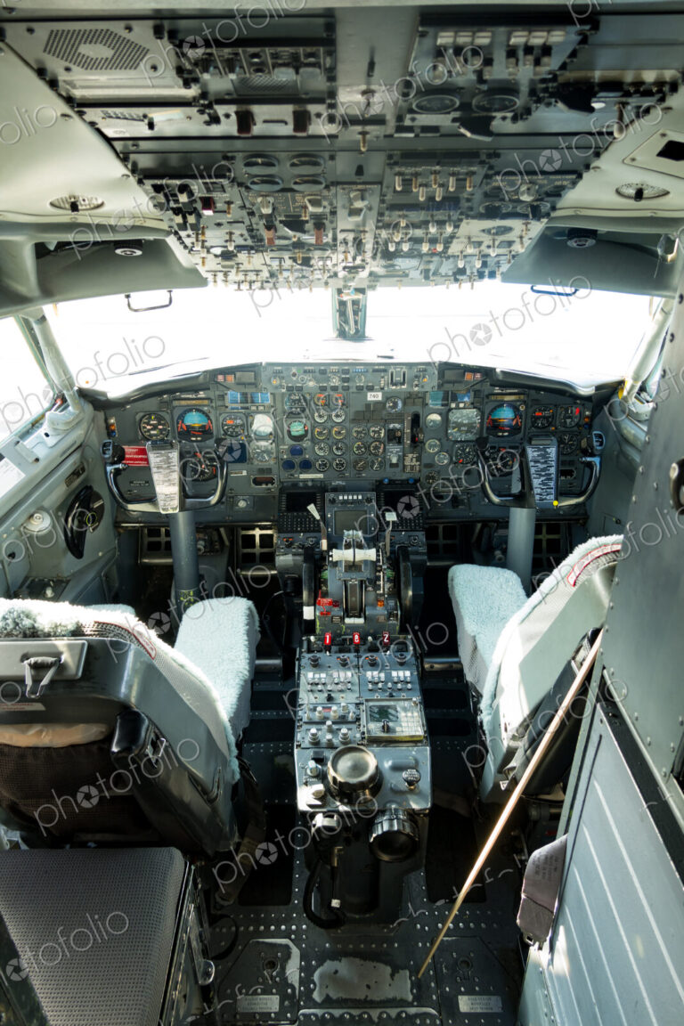 Alaska Aviation Museum, an aircraft cockpit exhibit, the interior.