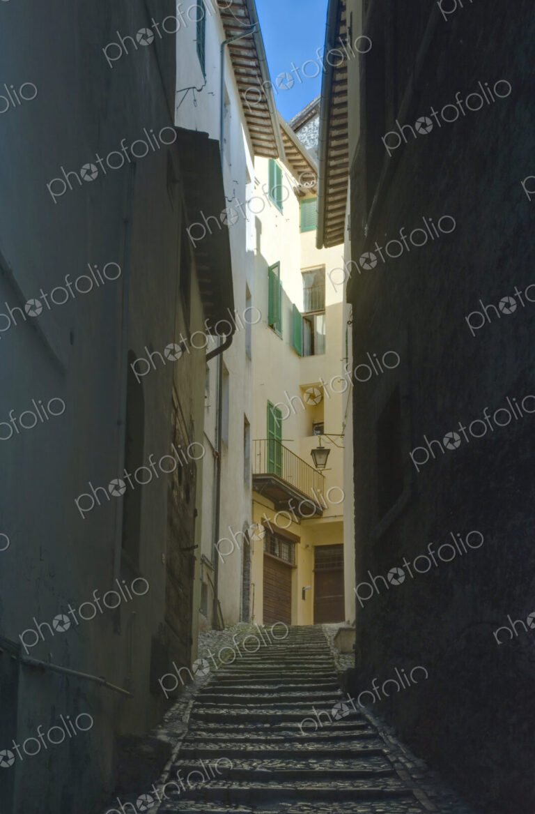 Alleyway in Historic District in Spoleto, Umbria, Italy.