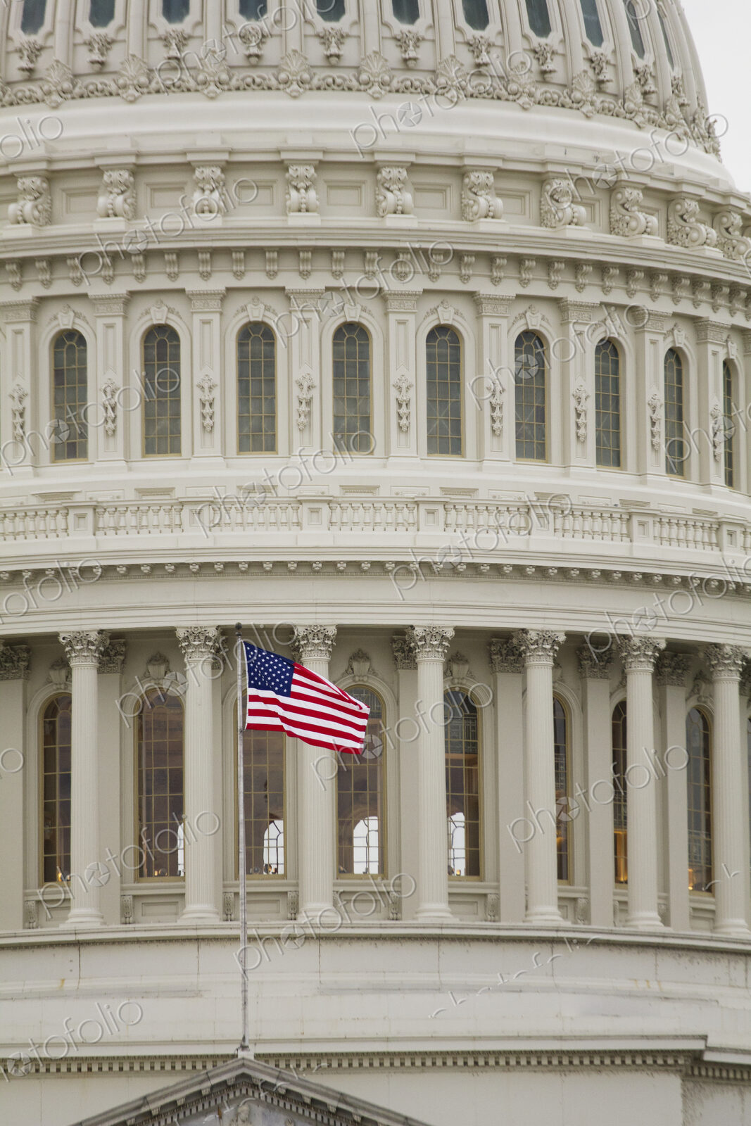 American Flag on the Capitol Building