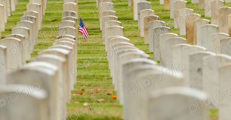 American flag planted in veterans cemetery
