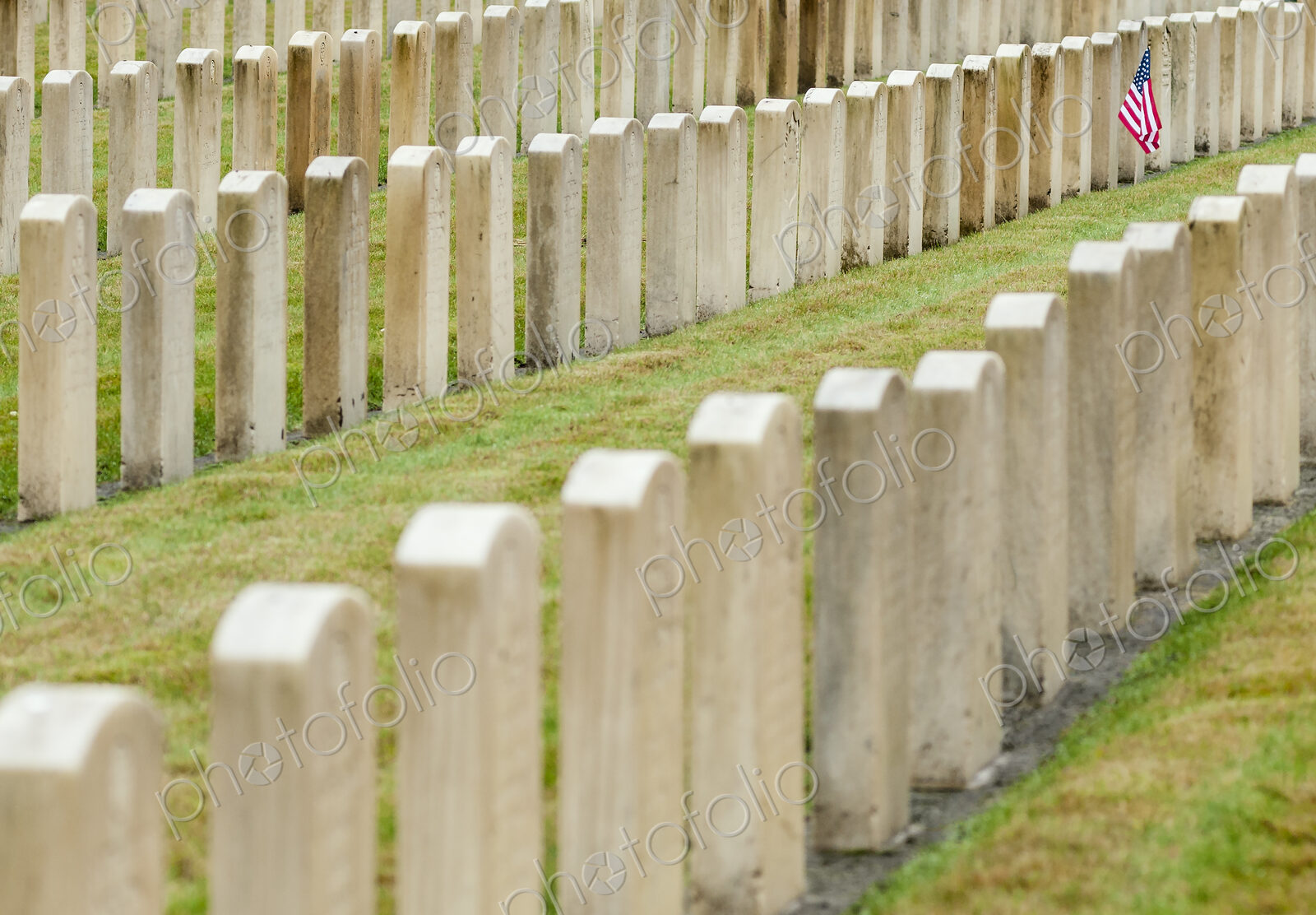 American flag planted in veterans cemetery
