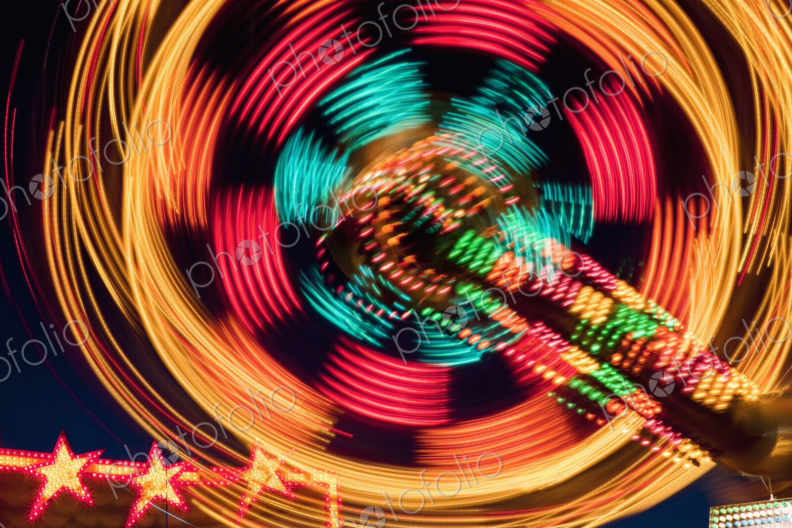Amusement Park Ride At Night