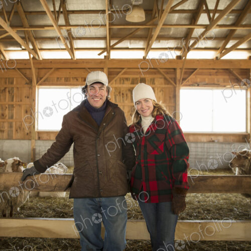 An Organic Farm in Winter in Cold Spring, New York State. A farmer and a woman… An Organic Farm in Winter in Cold Spring, New York State. A farmer and a woman…