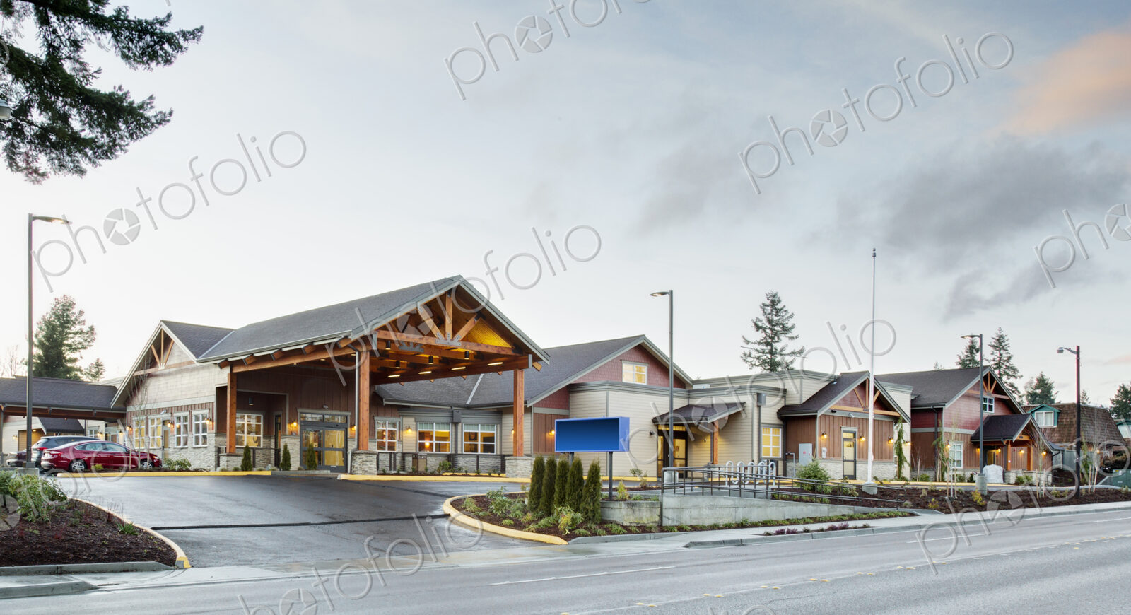 An assisted living and care home for seniors, modern building