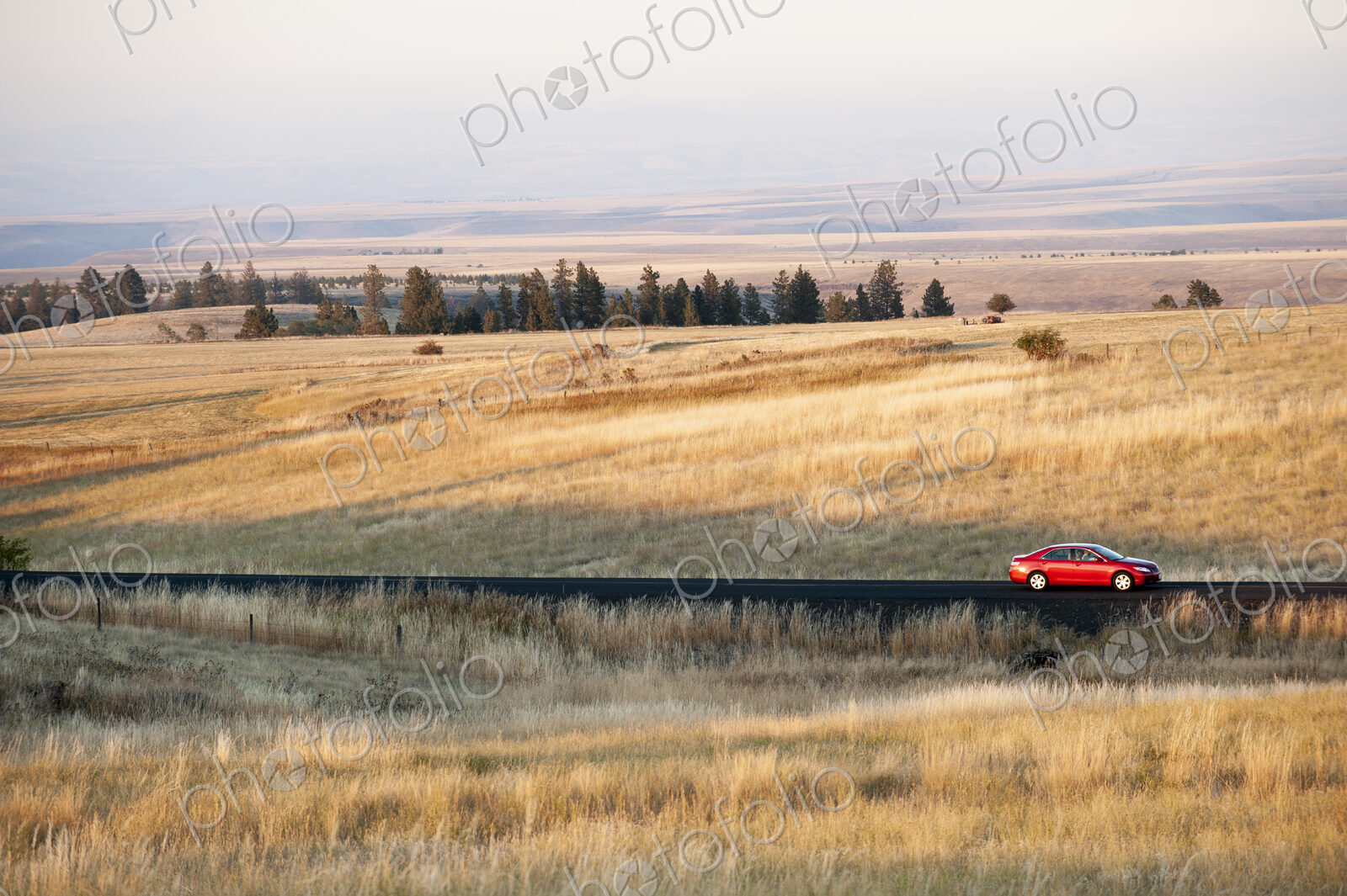 An automobile on the road in eastern Washington State, USA