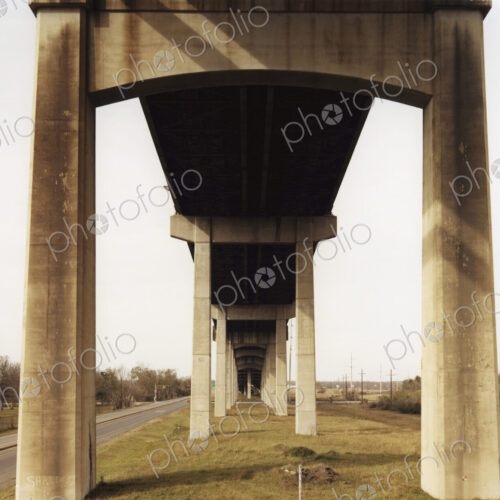An elevated road, view from underneath.