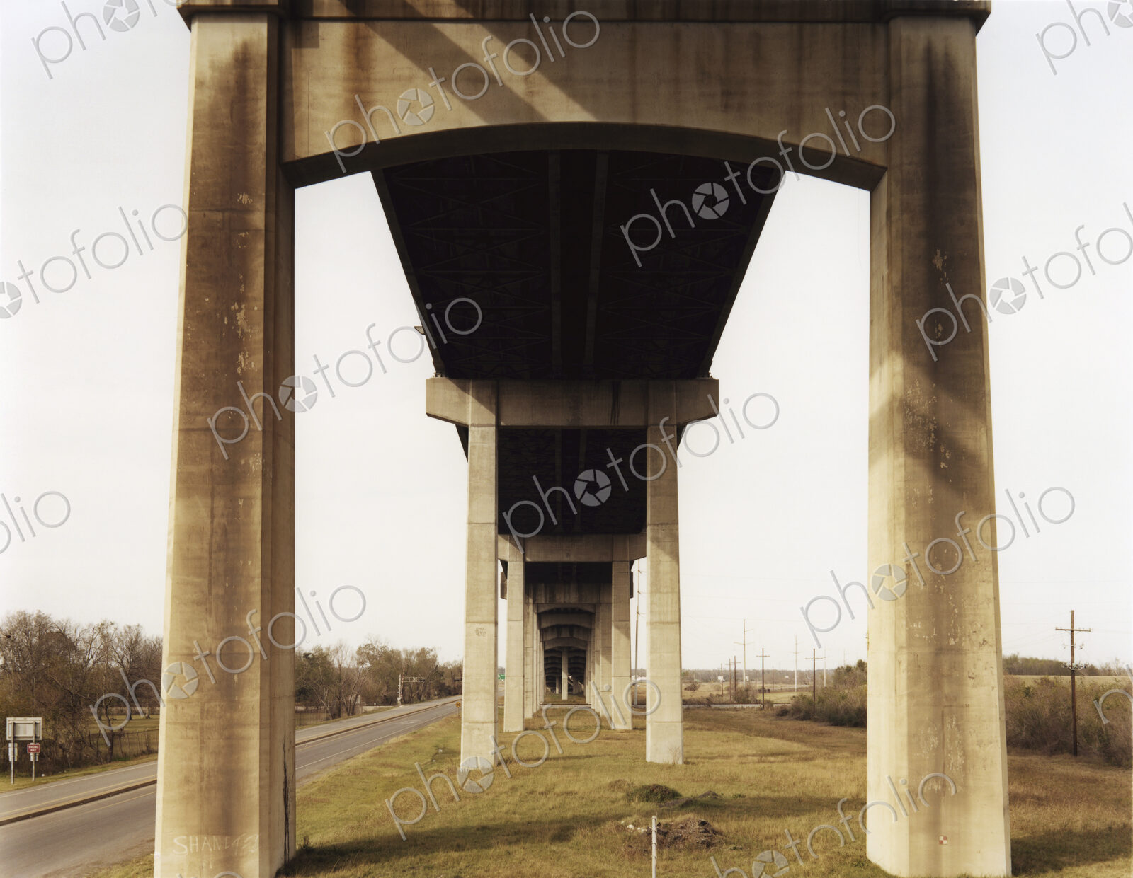 An elevated road, view from underneath.