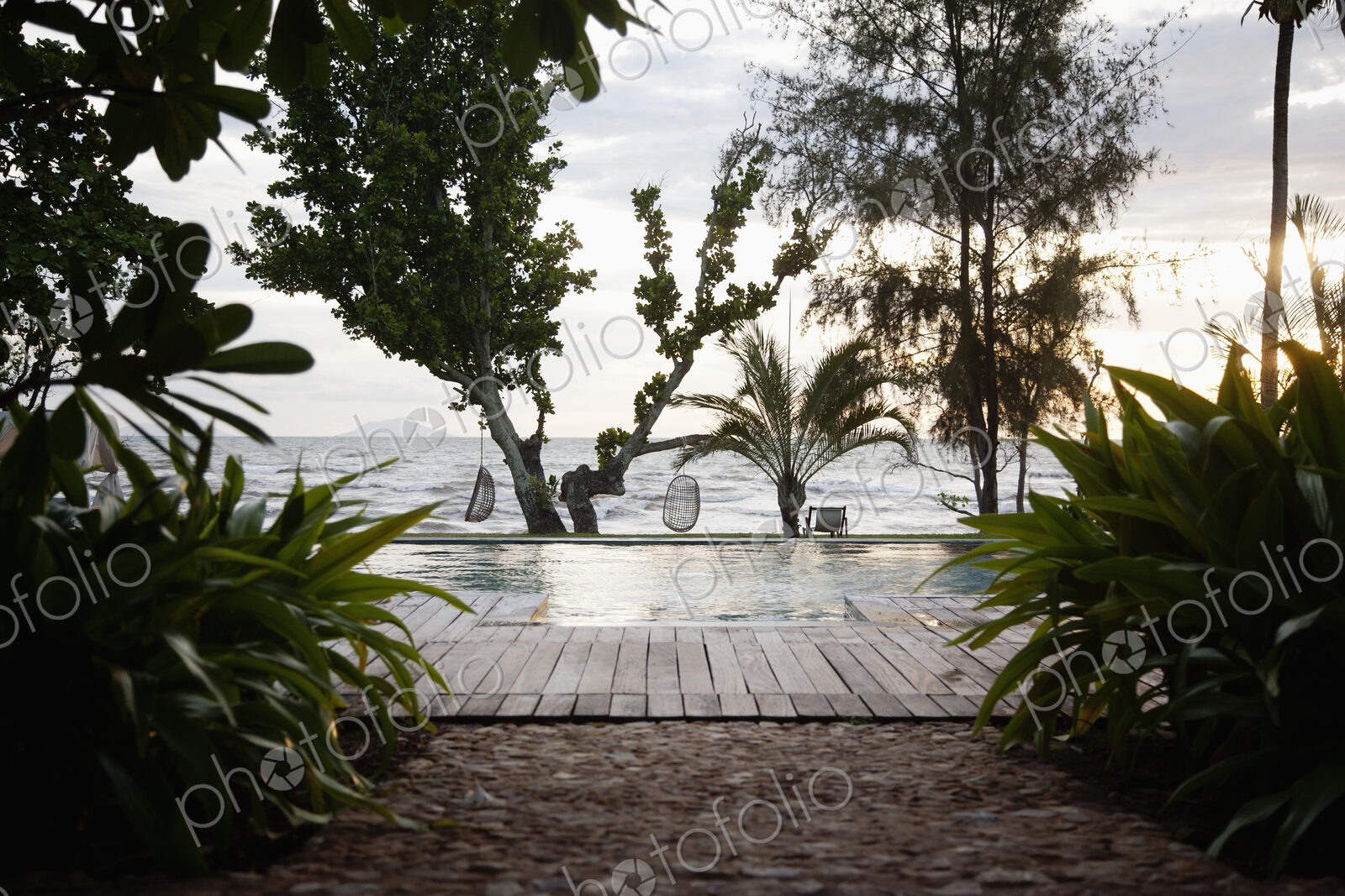 An infinity pool on the coastline of the Gulf of Thailand.