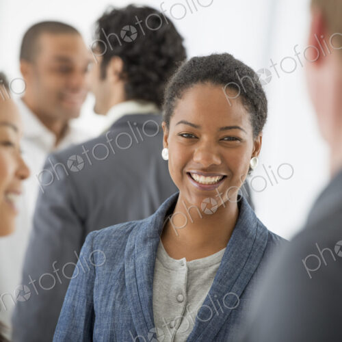 An office in the city. Business. A team of people, a multi ethnic group, men and women…