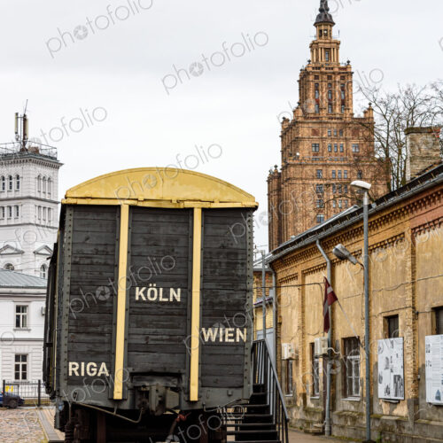 An old German World War II railway carriage outside Riga War Museum, Riga, Latvia. An old German World War II railway carriage outside Riga War Museum, Riga, Latvia.