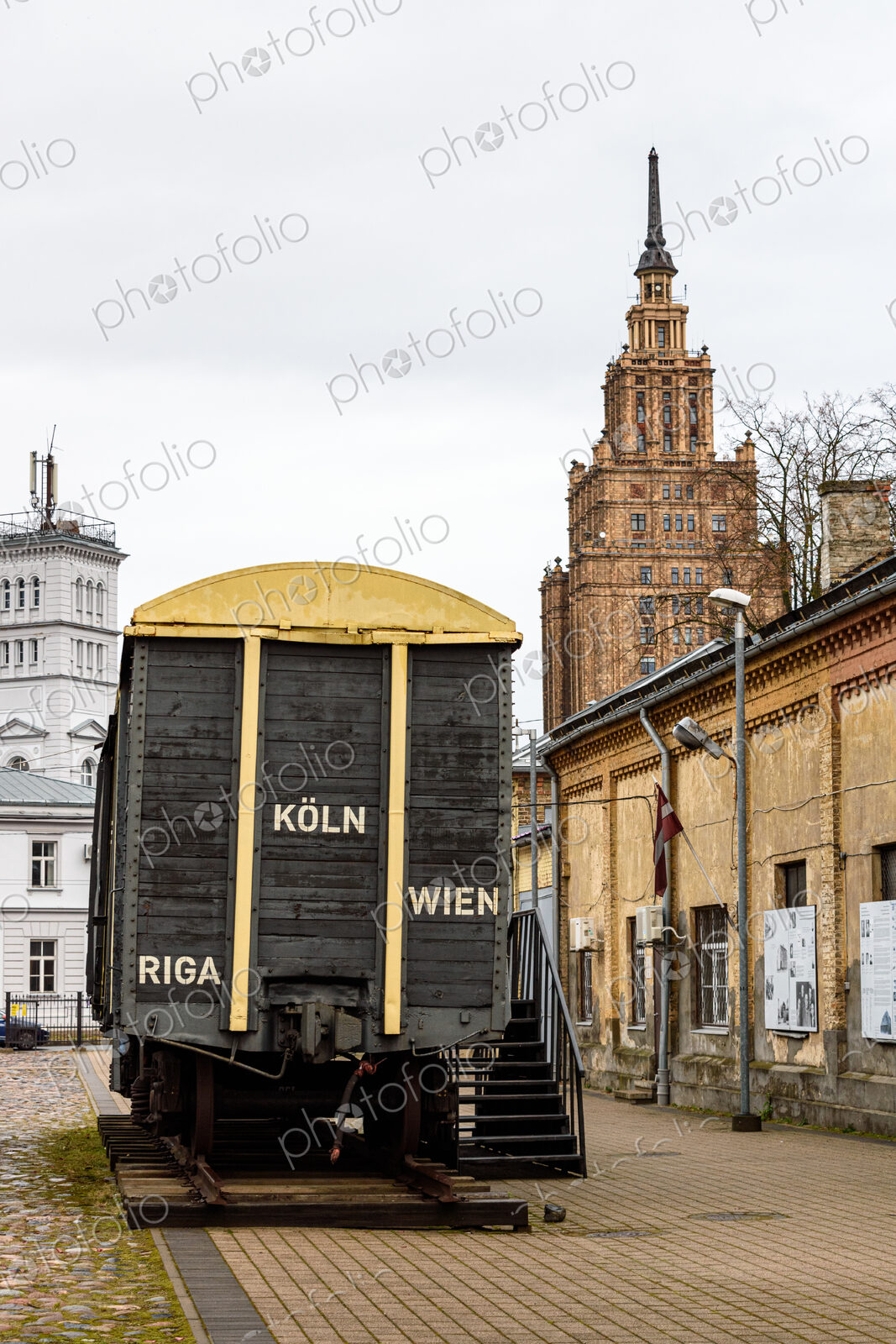 An old German World War II railway carriage outside Riga War Museum, Riga, Latvia.