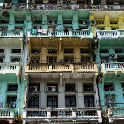An old building in downtown Yangon, Myanmar. An old building in downtown Yangon, Myanmar.