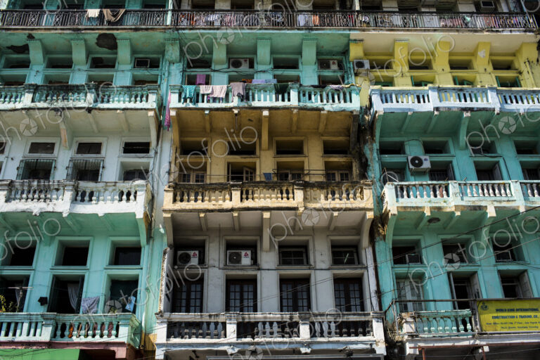 An old building in downtown Yangon, Myanmar.