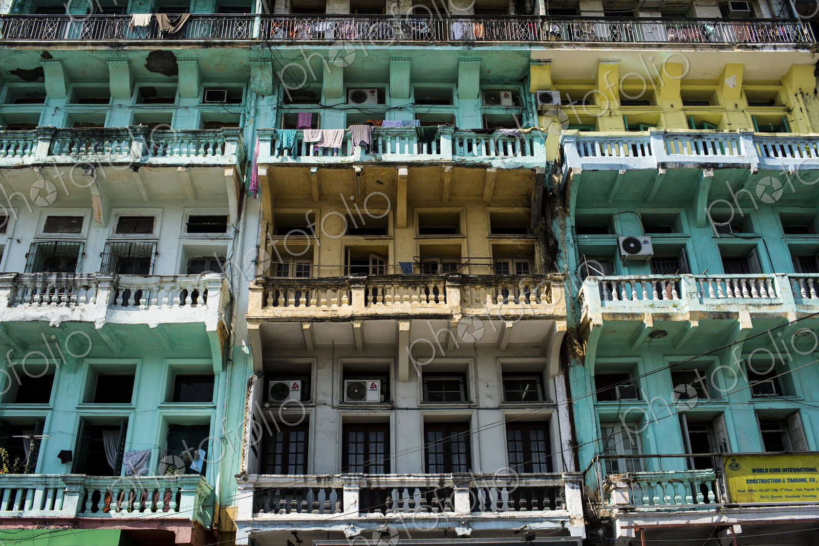 An old building in downtown Yangon, Myanmar.