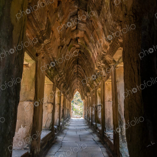 Ancient Corridor At Angkor Wat, Cambodia