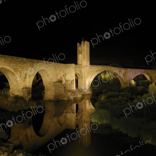 Ancient Stone Bridge At Night