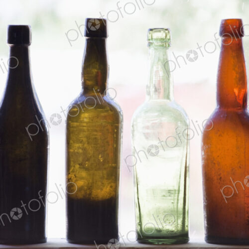 Antique Bottles In Window