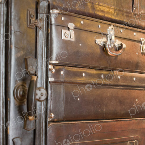 Antique Luggage, stacked up, leather suitcases