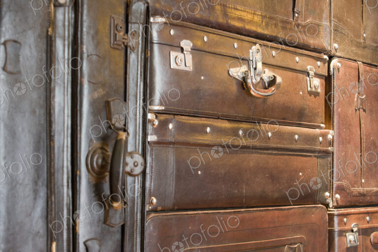 Antique Luggage, stacked up, leather suitcases