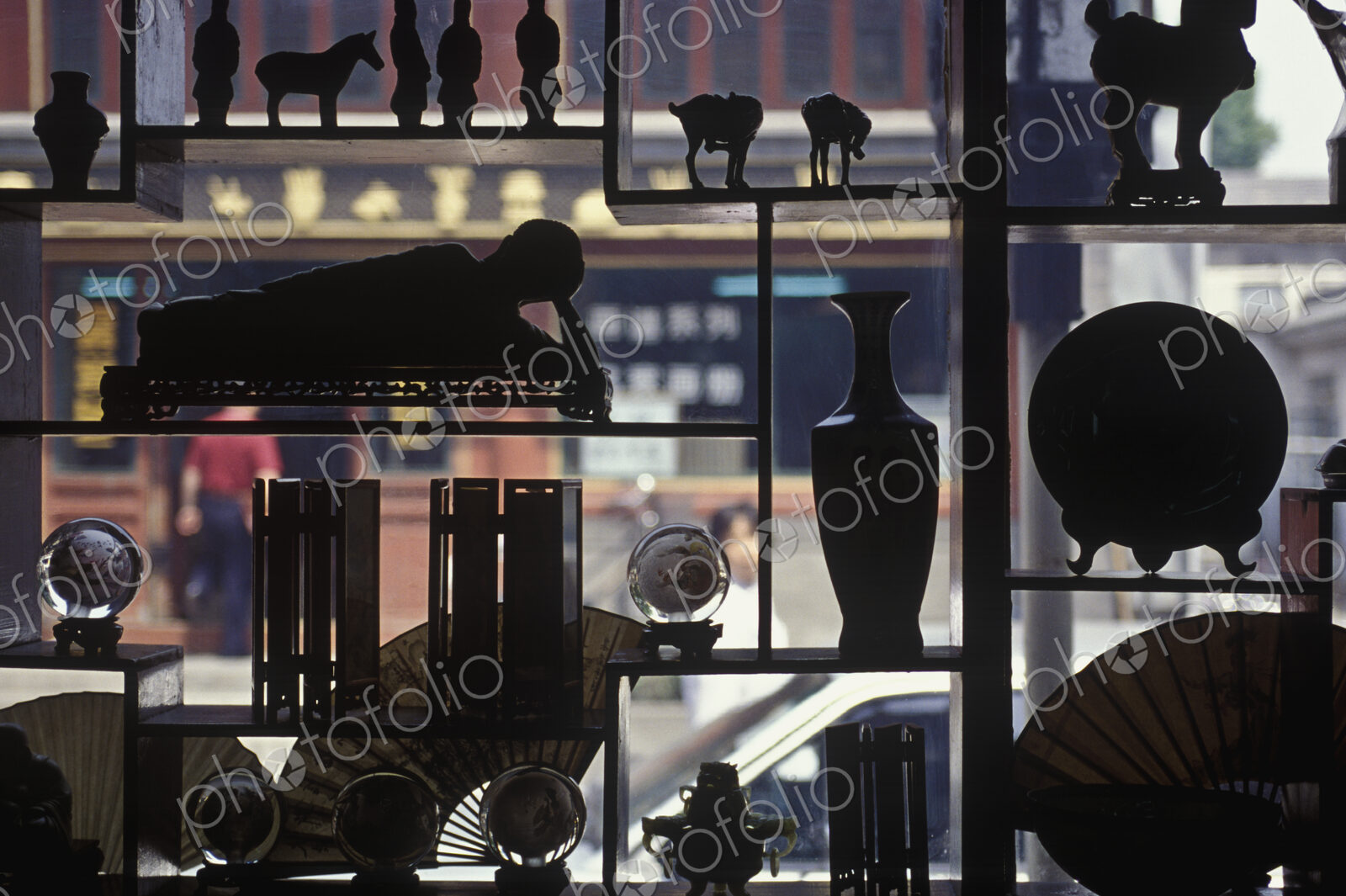 Antiques in Beijing Store Window, Beijing, China