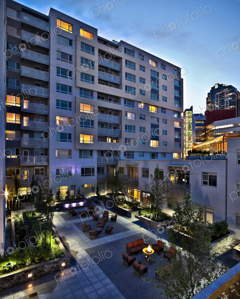 Apartment Courtyard At Dusk