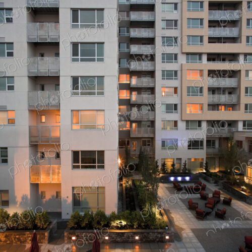 Apartment Courtyard At Dusk